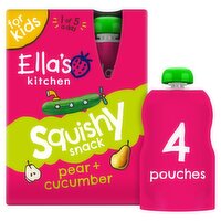 Ella's Kitchen Pear & Cucumber Squishy Snack 3+ Year 4 Pack (100 g)