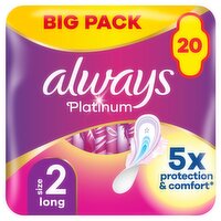 Always Platinum Long with Wings Big Pack Sanitary Towels (20 Piece)