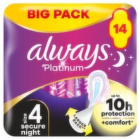 Always Platinum Secure Night Sanitary Towels Size 4 (14 Piece)