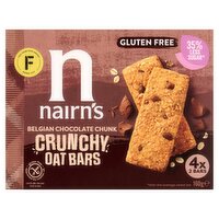 Nairn's Gluten Free Belgian Chocolate Chunk Crunchy Oat Bars 4 Pack (160 g)