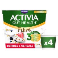Danone Activia Fibre Berries & Cereals Gut Health Yogurt 4 Pack (115 g)