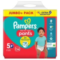 Pampers Baby-Dry Nappy Pants Size 5+ Jumbo+ Pack (58 Piece)