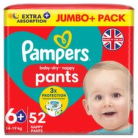 Pampers Baby-Dry Nappy Pants Size 6+ Jumbo+ Pack (52 Piece)