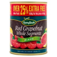 Sunny South Red Grapefruit Whole Segments in Juice Over 25% Extra Free (425 g)