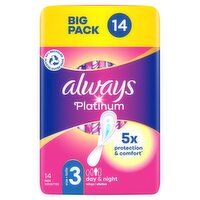 Always Platinum Day & Night Winged Sanitary Towels Big Pack (14 Piece)