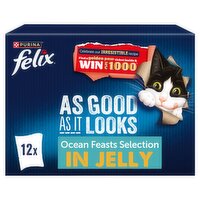 Felix As Good As it Looks Ocean Feasts Selection in Jelly Cat Food 12 Pack (85 g)