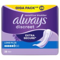 Always Discreet Sensitive Bladder Incontinence Pads Long Plus Giga Pack (28 Piece)