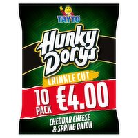 Tayto Hunky Dorys Cheddar Cheese & Spring Onion Crinkle Cut 10 Pack (25 g)
