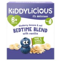 Kiddlylicious Blueberry Banana & Oat Bed Time Blend with Vanilla Pouch 4 Pack (400 g)