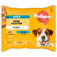 Pedigree Chicken & Fish In Jelly Mixed Selection Dog Food Pouch 4 Pack (100 g)