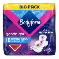 Bodyform Night Ultra Large Sanitary Towels Wings 18 Pack (18 Piece)