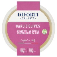 Diforti Green Pitted Olives Stuffed With Garlic (180 g)