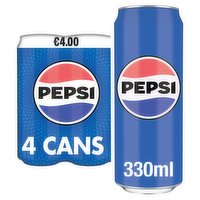 Pepsi Regular 4 Pack Cans (330 ml)