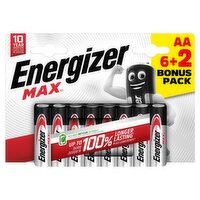 Energizer Max AA Batteries 6+2 Bonus Pack (8 Piece)