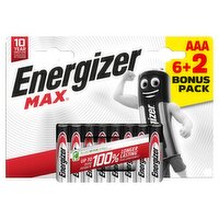 Energizer Max AAA Batteries 6+2 Bonus Pack (8 Piece)