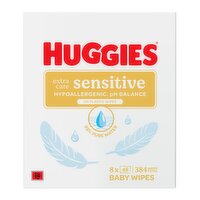 Huggies Pure Extra Care Sensitive Baby Wipes 8 Pack (48 Piece)