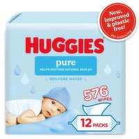 Huggies Pure Baby Wipes 12 Pack (48 Piece)