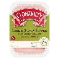 Clonakilty Leek & Black Pepper Dinner Sausages (360 g)