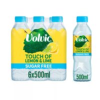 Volvic Touch of Fruit Lemon & Lime Sugar Free Still Water 6 Pack (500 ml)