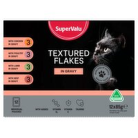 SuperValu Textured Cat Flakes in Gravy Pouch 12 Pack (85 g)