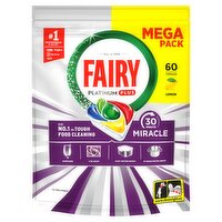 Fairy Platinum Plus 30 Minute Lemon Dishwasher Tablets Mega Pack (60 Piece)