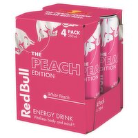 Red Bull The Peach Edition White Peach Energy Drink Can 4 Pack (250 ml)