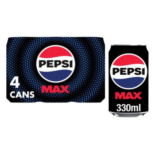 Pepsi Max No Sugar Cola Cans 4 Pack (330 ml)