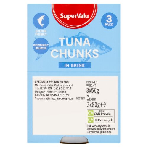 SuperValu Tuna Chunks In Brine 3 Pack (80 g)