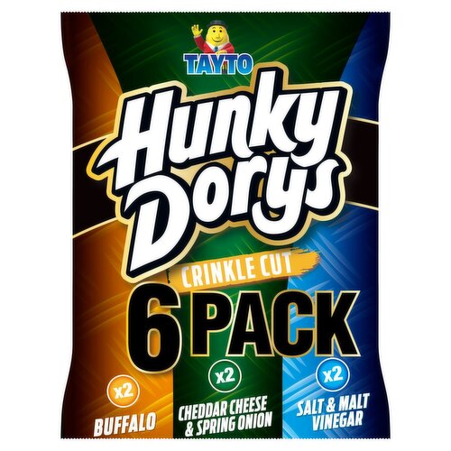 Tayto Hunky Dorys Crinkle Cut Variety Crisps 6 Pack (25 g)