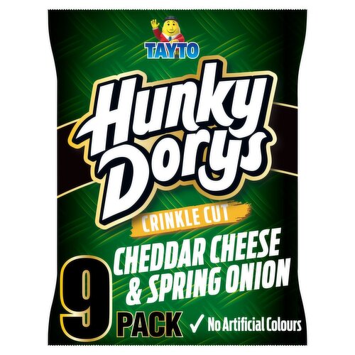 Tayto Hunky Dorys Crinkle Cut Cheddar Cheese & Spring Onion Crisps 9 Pack (25 g)