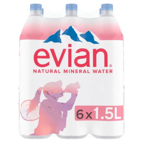 Evian Still Natural Mineral Water Bottle 6 Pack (1.5 L)