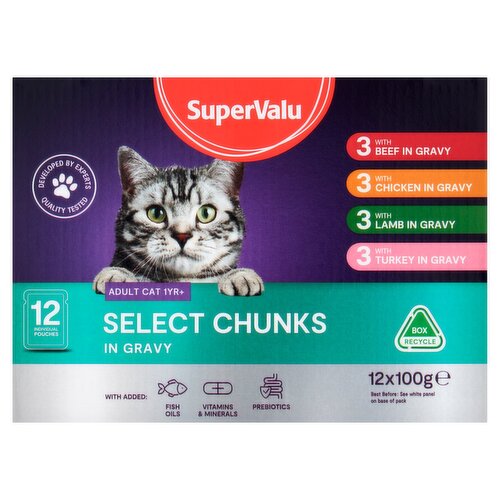 SuperValu Select Chunks Variety In Gravy Cat Food 12 Pack (1.2 kg)