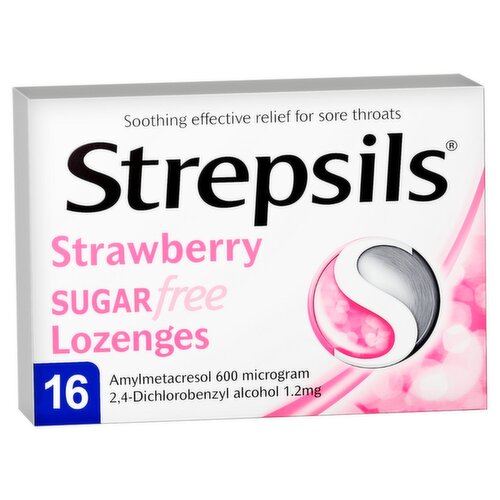 Strepsils Strawberry Sugar Free Lozenges (16 Piece)