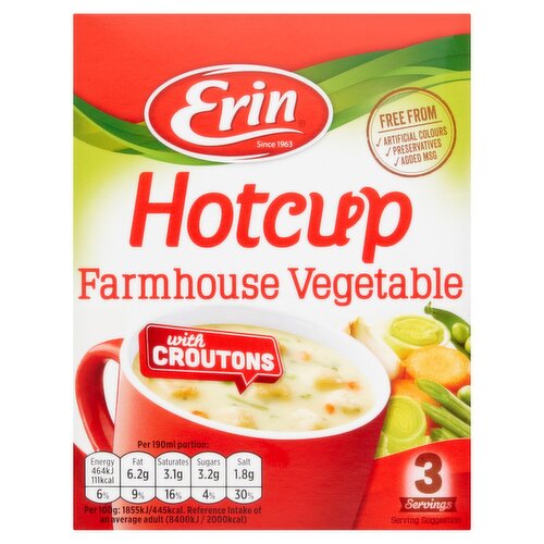 Erin Hotcup Farmhouse Vegetable with Croutons Soup 3 Servings (75 g)