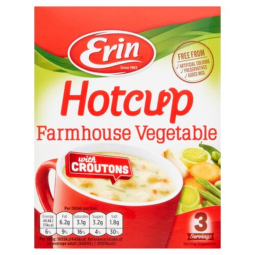 Erin Hotcup Farmhouse Vegetable with Croutons Soup 3 Pack (75 g)