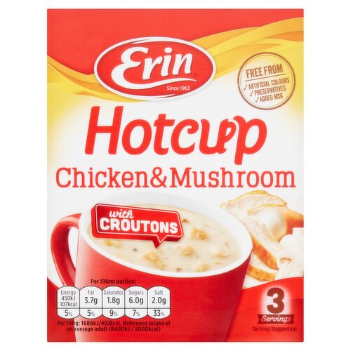 Erin Hotcup Chicken & Mushroom with Croutons Soup 3 Pack (80 g)