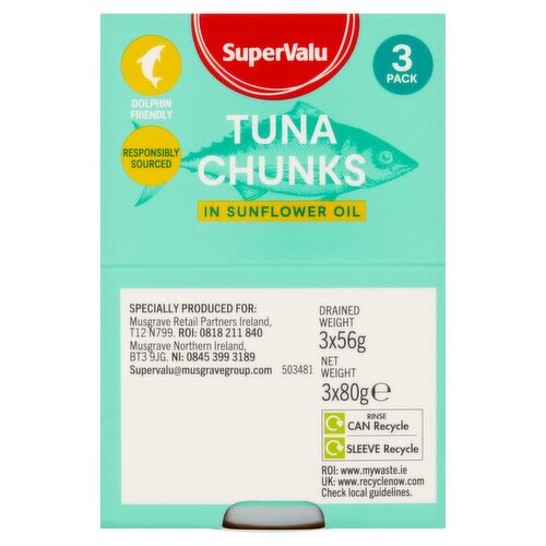 SuperValu Tuna Chunks in Sunflower Oil 3 Pack (80 g)