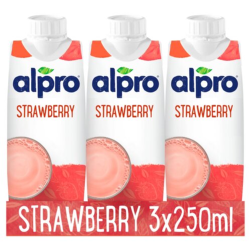 Alpro Dairy Free Strawberry Flavoured Soya Milk 3 Pack (250 ml)