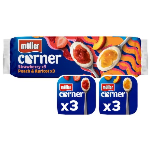 Muller Corner Strawberry and Peach & Apricot Yogurts 6 Pack (816 g)