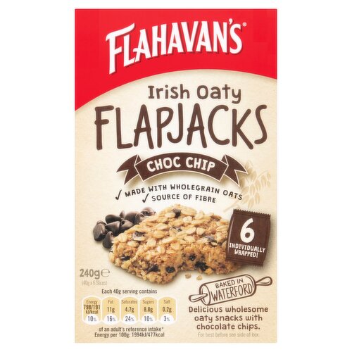 Flahavan's Irish Oaty Flapjacks Chocolate Chip 6 Pack (40 g)