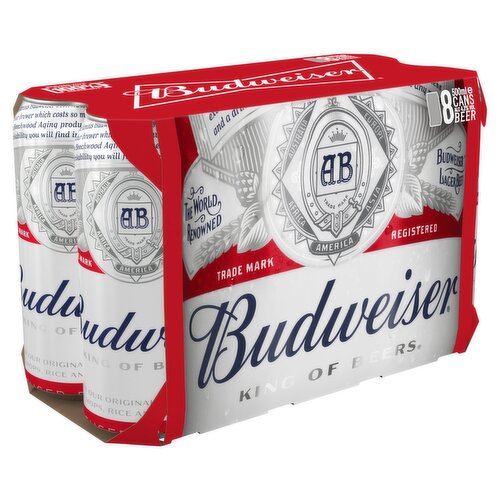 Budweiser Lager Cans 8 Pack (500 ml)