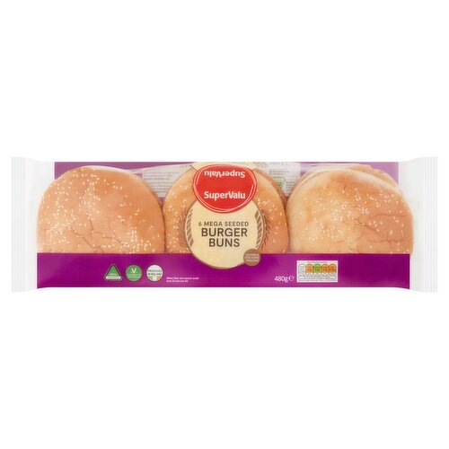 SuperValu Mega Seeded Burger Buns 6 Pack (480 g)