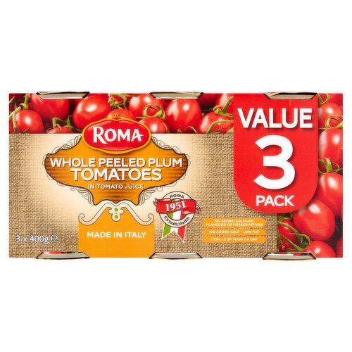 Roma Tomatoes Whole Peeled 3 Pack (400 g)