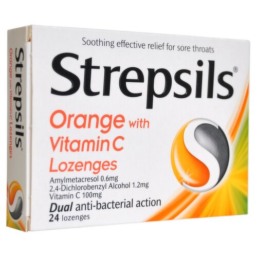 Strepsils Orange with Vitamin C Lozenges (24 Piece)