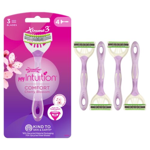 Wilkinson Sword Xtreme 3 Intuition Comfort Cherry Blossom Razors 4 Pack (4 Piece)