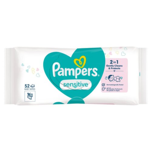 Pampers Sensitive Baby Wipes 0% Plastic (52 Piece)