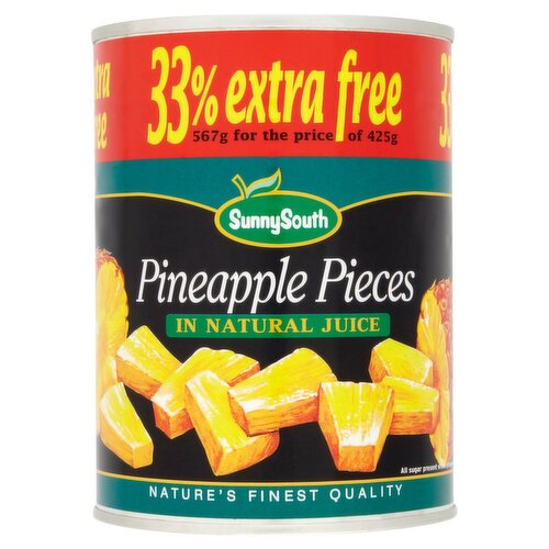 Sunny South Pineapple Pieces in Juice 33% Free (567 g)