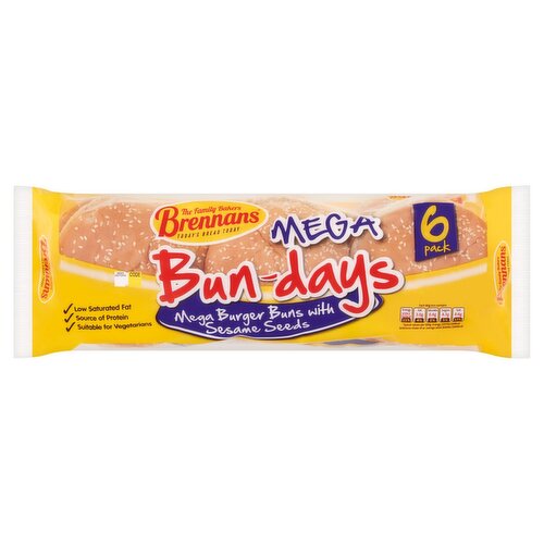 Brennans Mega Burger Buns 6 Pack (480 g)