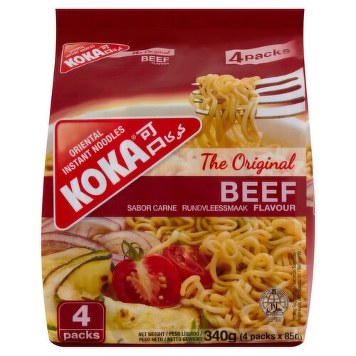 KOKA Original Beef Noodles 4 Pack (340 g)