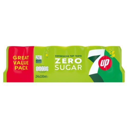 7Up Zero Lemon & Lime Cans 24 Pack (330 ml)